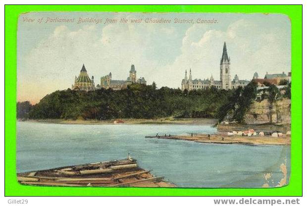 OTTAWA, ONTARIO - VIEW OF PARLIAMENT BUILDINGS FROM THE WEST CHAUDIÈRE DISTRICT - TRAVEL IN 1919 - STEDMAN BROS - Ottawa