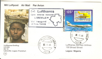 Gabon - Premier Vol Libreville Lagos  1985 Par DC 10  Lufthansa - Autres & Non Classés