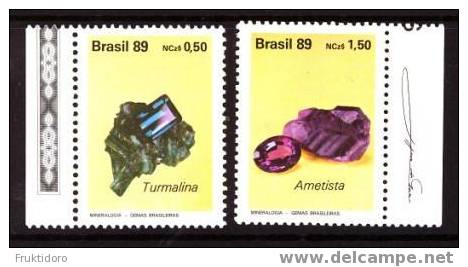 Brazil Mi 2312-2313 Gems - Turmalina - Ametista * * 1989 - Ungebraucht