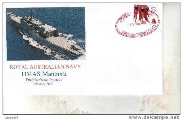 1 X HMAS Manoora Cover + 2 Free Warship Postcard - Navire De La Marine Australienne - NAVY - Andere(Zee)
