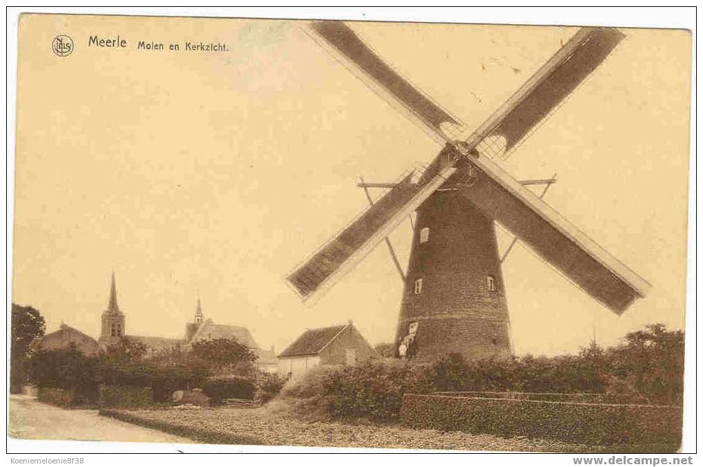 MEERLE - MOLEN EN KERKZICHT - Hoogstraten