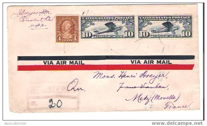 AIR MAIL TO FRANCE 1928 - Enveloppes évenementielles