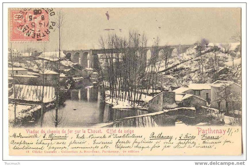 B264 - PARTHENAY  -  Viaduc Du Chemin De Fer Sur Le Thouet - Effet De Neige *1903* - Parthenay