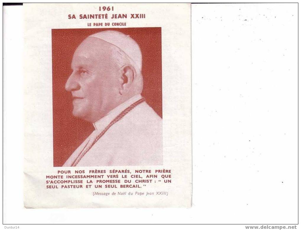 CALENDRIER. 1961  Sa Sainteté JEAN XXIII  / Saint Laurent De BRINDES  (dépliant) - Petit Format : 1961-70