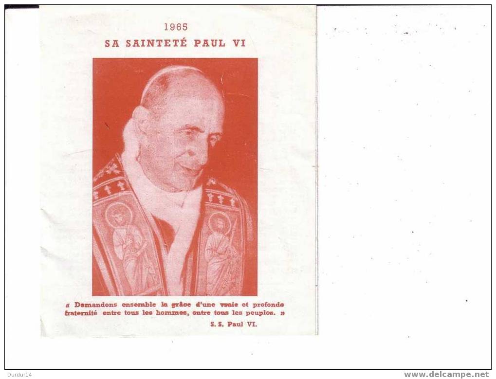 CALENDRIER. 1965  Sa Sainteté PAUL VI   / Le Père LEOPOLD  Capucin  (dépliant) - Formato Piccolo : 1961-70
