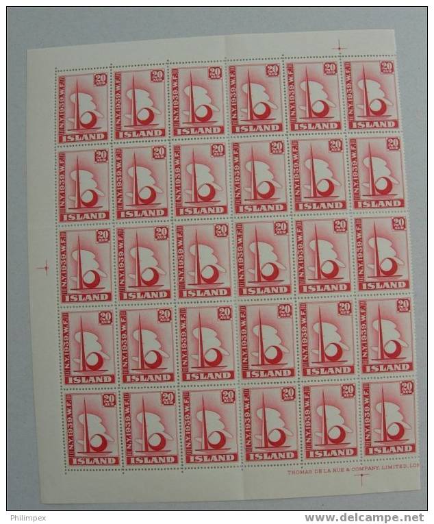 ICELAND, EXPOSITION NEW YORK 1939, 20 AUR BLOCK OF 30 NEVER HINGED - Other & Unclassified