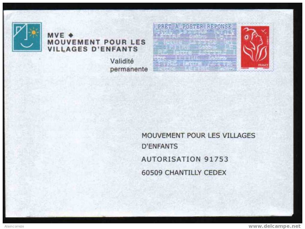 Entier Postal PAP Réponse Mouvement Pour Les Villages D´enfants Oise Chantilly Autorisation 91753 N° Au Dos: 06P036 - Prêts-à-poster:Answer/Lamouche