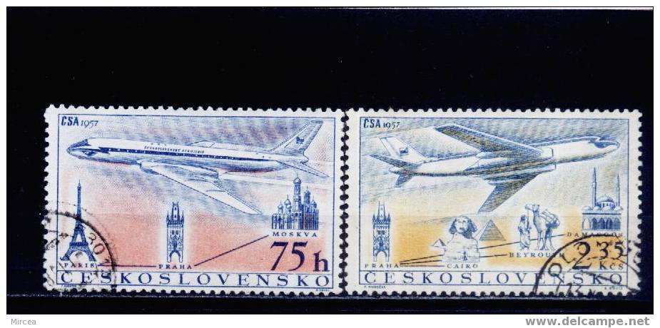 Tchecoslovaquie 1957 - Yv.no.PA 45/6 Obliteres(d) - Airmail