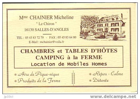 Carte De Visite Chainier Micheline "Le Chiron" 16130 Salles-d'Angles (avec Ancien Alambic) - Cartes De Visite