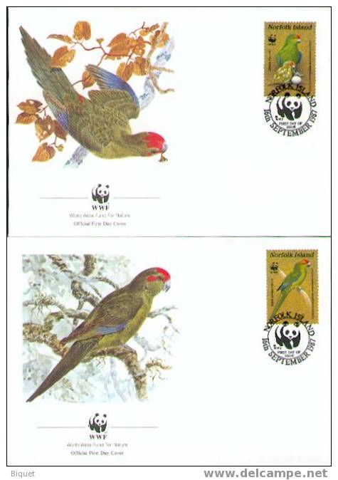 Série De 4 FDC Sur Les Perroquets De Norfolk, WWF - Perroquets & Tropicaux