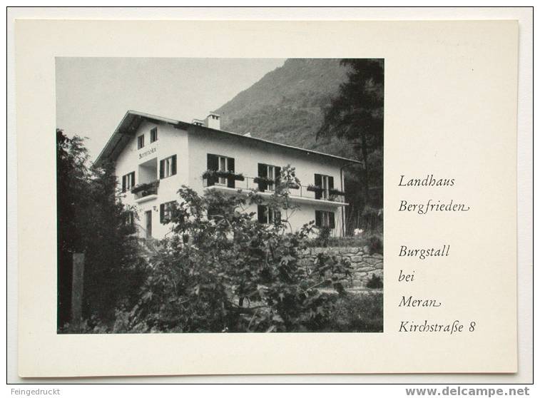 D 317 - Landhaus Bergfrieden, Burgstall B. Meran - S/w Fotokarte Um 1945-50 - Hotels & Gaststätten