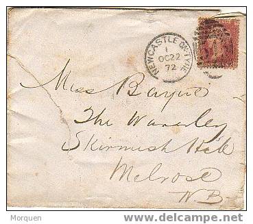 Carta NEWCASTELE (Gran Bretaña) 1872 A Melrose - Storia Postale