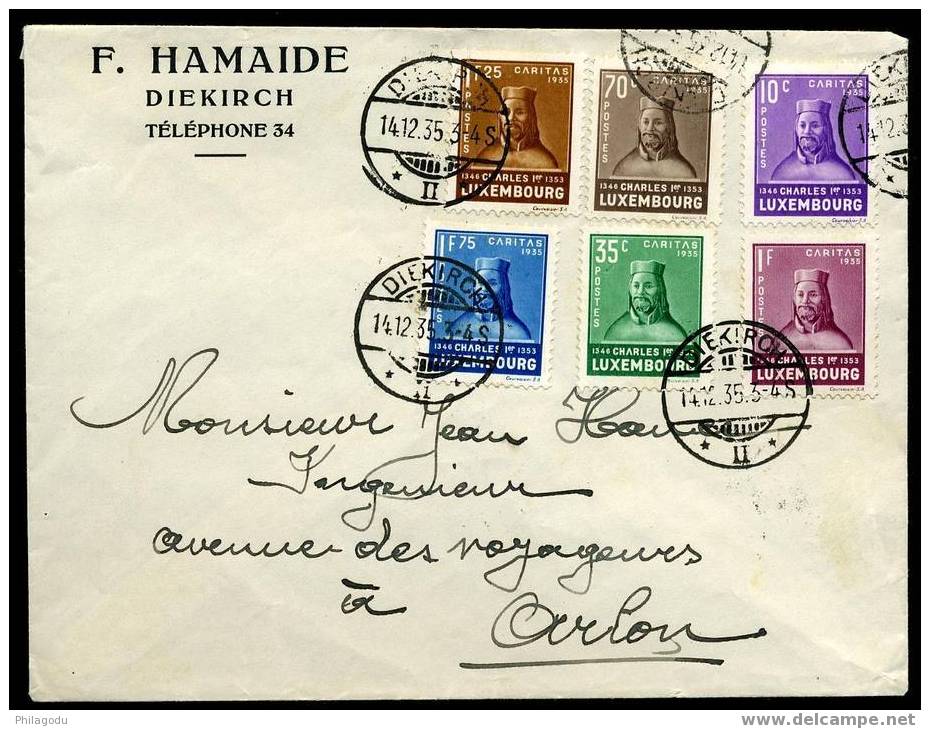 1935 LUXEMBOURG  Charles Ier Sur LETTRE  Cote PRIFIX  375 Euros - Cartas & Documentos