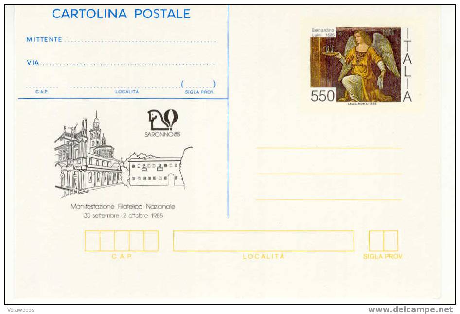 Italia - Cartolina Postale Nuova: Saronno 88 - Manifestazione Nazionale Filatelica - Entero Postal