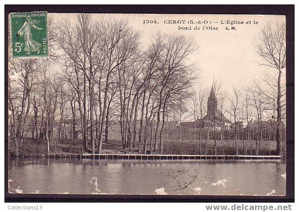 VAL D'OISE - Cergy - L'eglise Et Le Bord De L'Oise - Cergy Pontoise