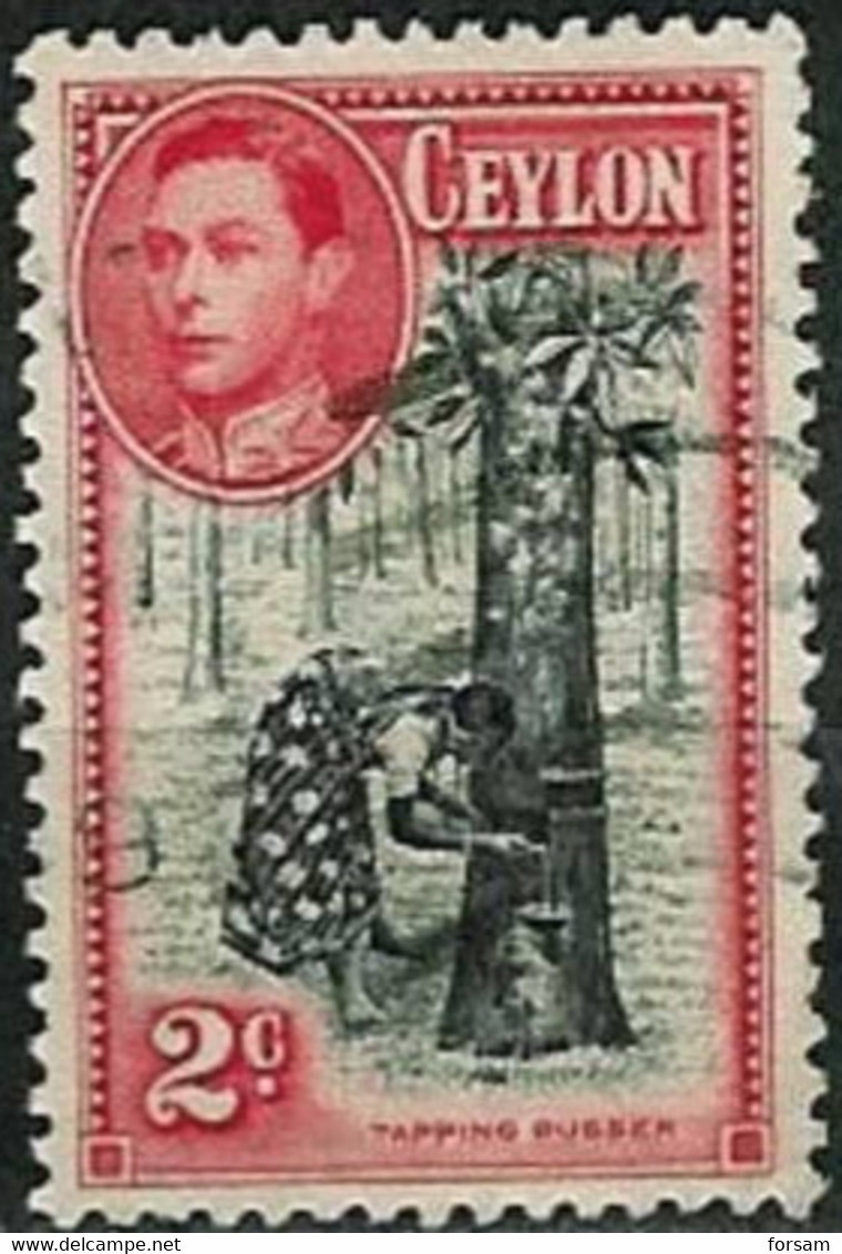 CEYLON..1938/1949..Michel # 230 G...used...( K 12:12 )...MiCV - 5 Euro. - Ceylon (...-1947)