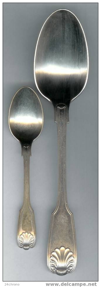 Métal Argenté, 11 Cuillères à Soupe, 4 Petites Cuillères, Orfèvre: Collis & Co (06-2898) - Silverware