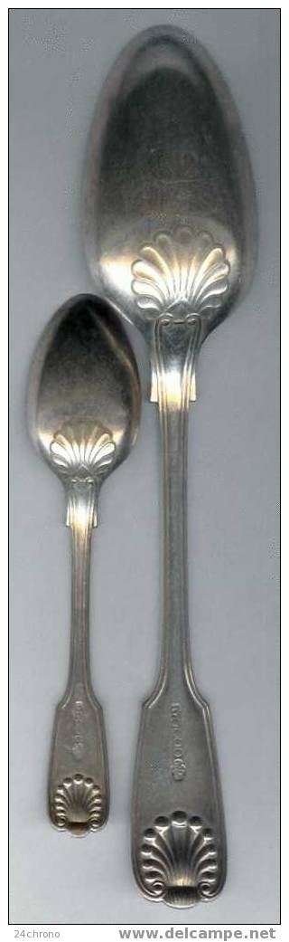 Métal Argenté, 11 Cuillères à Soupe, 4 Petites Cuillères, Orfèvre: Collis & Co (06-2898) - Plata