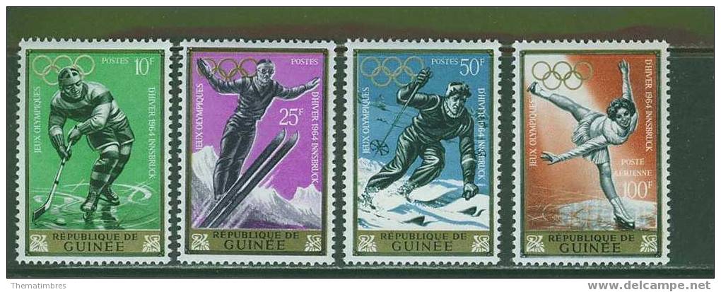 164N0029 Hockey Sur Glace Ski Patinage 195 à 197 Et PA 41 Guinee 1964 Neuf ** Jeux Olympiques D Innsbruck - Hiver 1964: Innsbruck