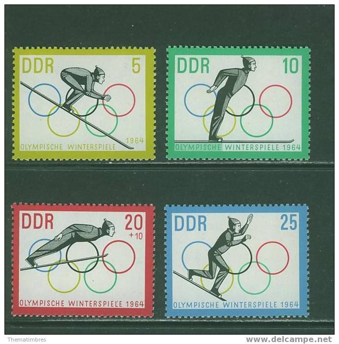 164N0028 Decomposition Du Saut A Ski 703 à 706 DDR 1964 Neuf ** Jeux Olympiques D Innsbruck - Hiver 1964: Innsbruck
