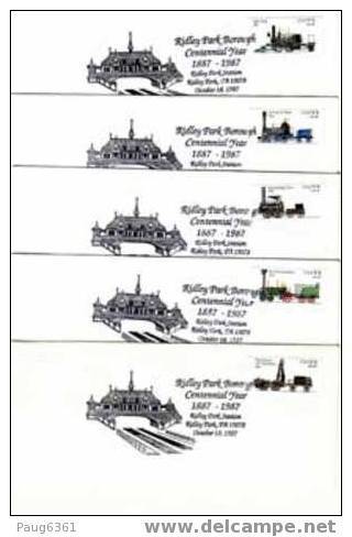 USA 5 FDC TRAINS 1987    U647 - 1981-1990