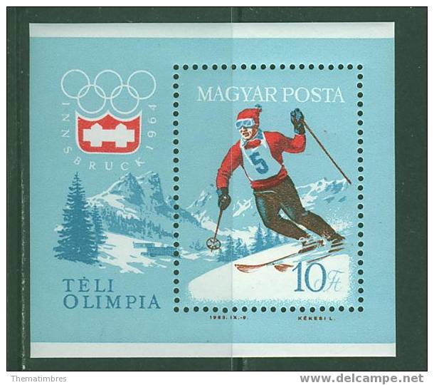 164N0057 Ski Bloc 46 Hongrie 1964 Neuf ** Jeux Olympiques D Innsbruck - Hiver 1964: Innsbruck