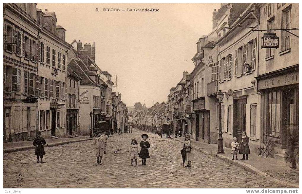 27 GISORS Grande Rue, Animée, Commerces, Café, Ed ? 6, Dos 1900 - Gisors