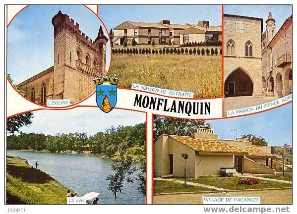 Monflanquin - Multi-vues: Maison De Retraite, Village Vacances, église, Lac Maison Du Prince Noir - Monflanquin