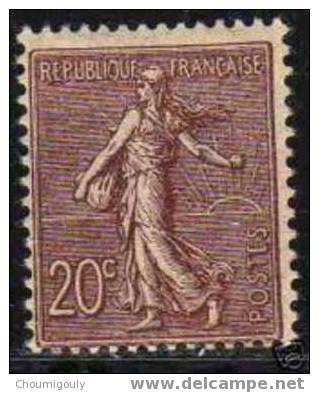 FRANCE 1903-24 Y&T 131 A "TYPE SEMEUSE LIGNEE 20 C BRUN LILAS FONCE" NEUF SANS CHARNIERE XX TTB - 1903-60 Semeuse Lignée