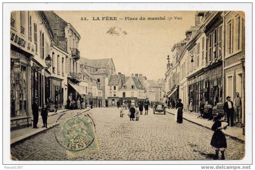 Réf 115  - LA FERE - Place Du MARCHE (Très Belle Carte Animée De 1906 - Oblitération De LA FERE) - Fere En Tardenois