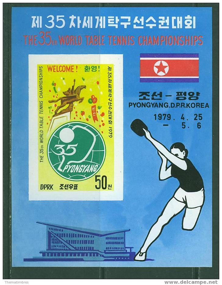 ALA0018 Tennis De Table NON DENTELE Bloc 23 Coree Du Nord 1979 Neuf ** - Tenis De Mesa