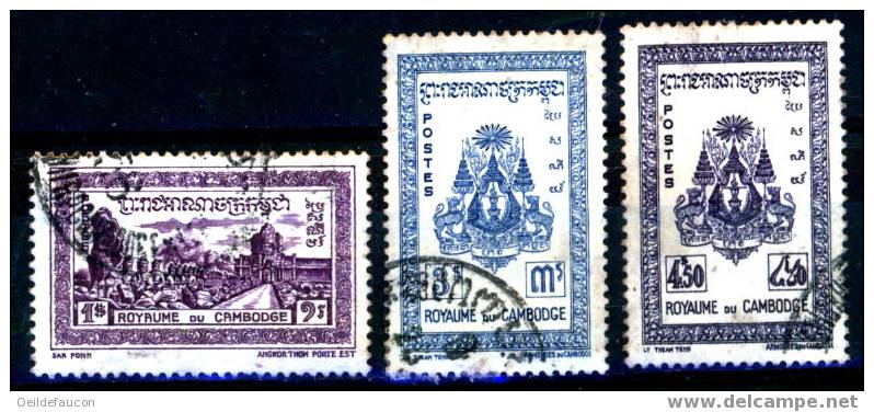 Yvert - 28 - 33 - 35 - Cote 4,45 € - Camboya