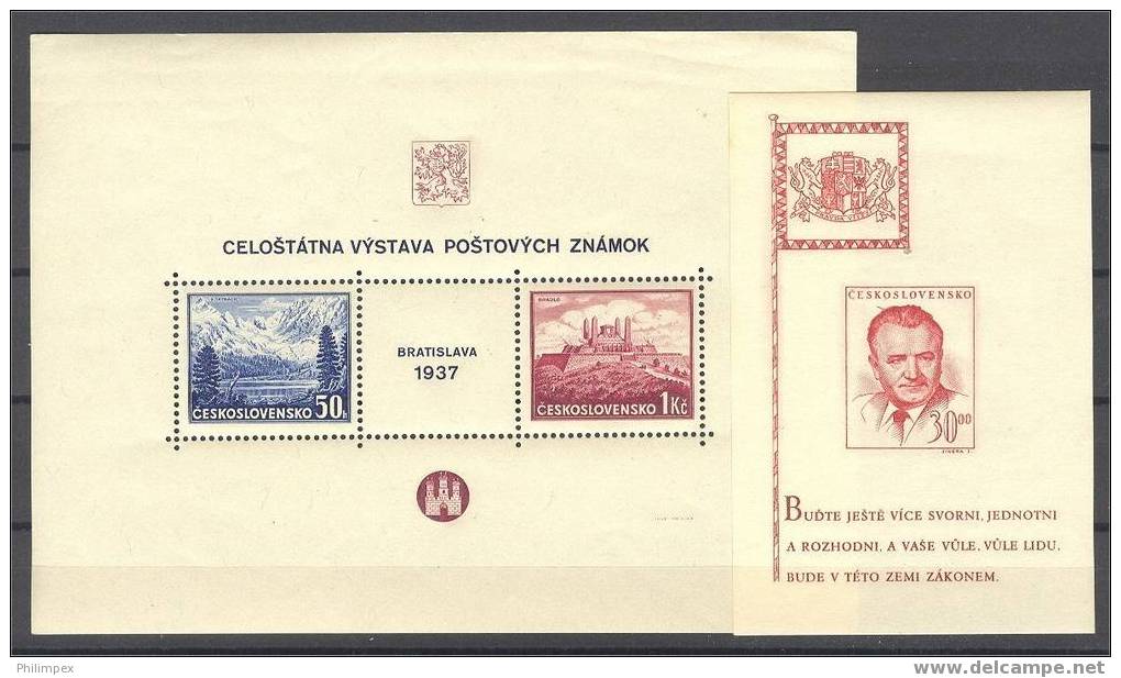 CZECHOSLOVAKIA 8 SHEETLETS 1937-82, NEVER HINGED / USED - Collezioni & Lotti