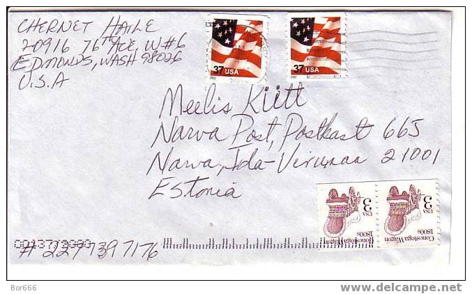 POSTAL COVER USA - ESTONIA 2004 - Conestoga Wagen & Flag - Briefe U. Dokumente