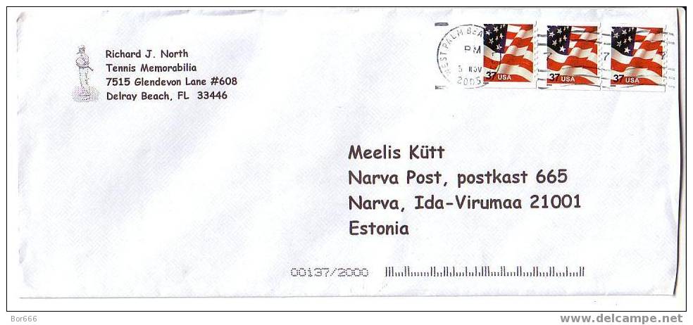 POSTAL COVER USA ( West Palm Beach ) - ESTONIA 2005 - Flags - Lettres & Documents