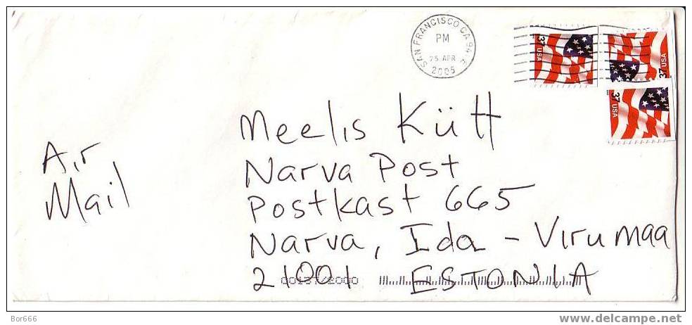 POSTAL COVER USA ( San Francisco ) - ESTONIA 2005 - Good Stamped: Flags - Lettres & Documents