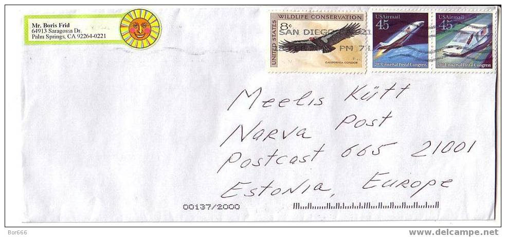 POSTAL COVER USA ( San Diego ) - ESTONIA 2006 - Eagle & Universal Postal Congress - Space - Brieven En Documenten