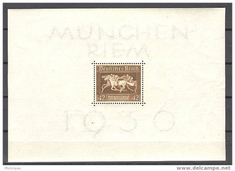 GERMANY - HORCE RACE SOUVENIR SHEET 1936, NEVER HINGED **! - Blocks & Sheetlets