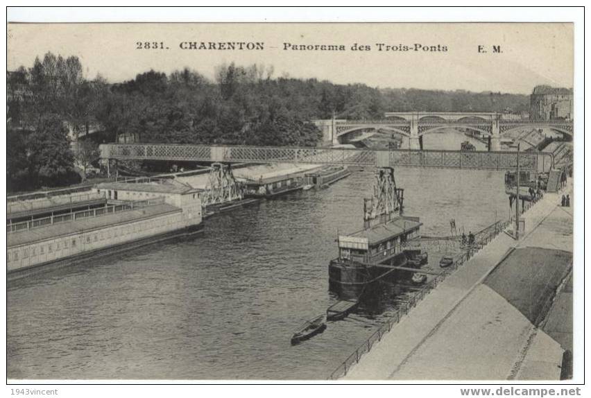 C 450 - CHARENTON - Panorama Des Trois Ponts - Belle CPA écrite - Animée - - Charenton Le Pont