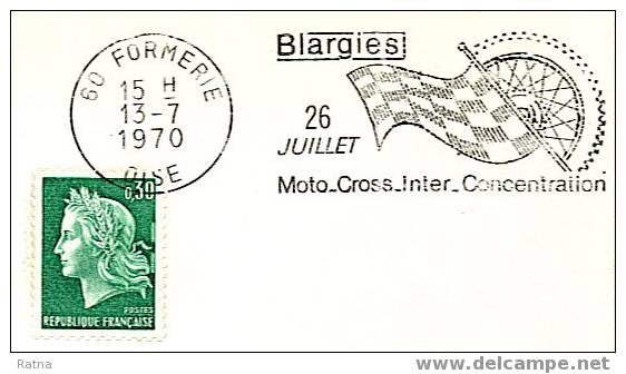 France :  Secap Temporaire Illustré /lettre Entière. Moto, Cross, Sidecar, Course, Concentration, Sport, Drapeau, Roue - Motorbikes