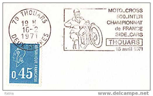 France :  Secap Temporaire Illustré /lettre Entière. Moto, 500, Cross, Sidecar, Course, Championnat, Competition, Sport - Moto