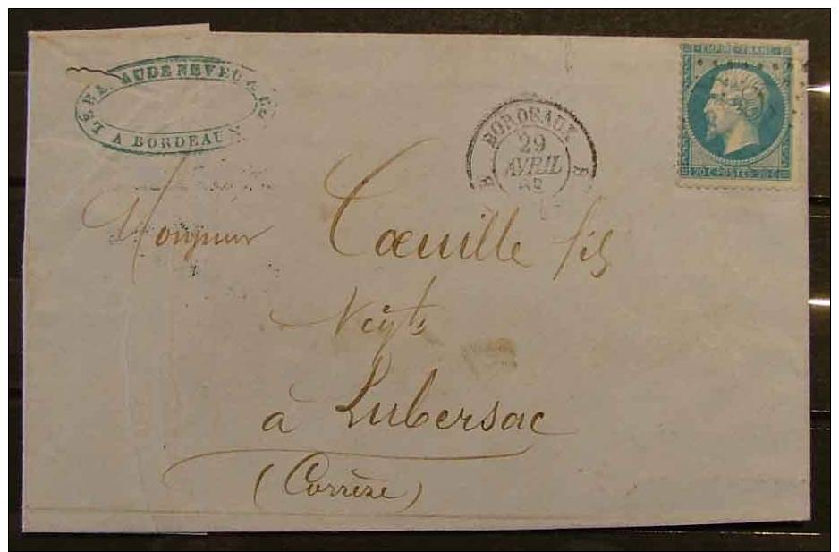 Y&T N°22 Seul Sur Lettre - 1862 Napoléon III