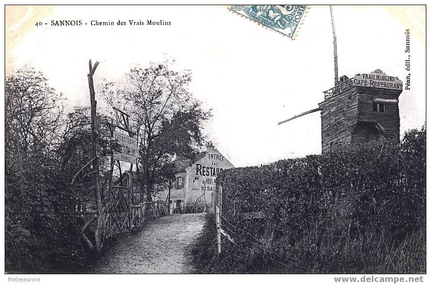 Cpa Sannois (95) Chemin Et Restaurant Des Vrais Moulins. Ed Péan - Sannois