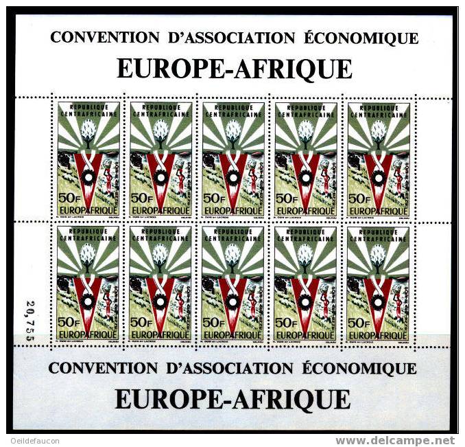 Yvert - P. Aérienne - Feuillet De 10 X  34** - Repubblica Centroafricana