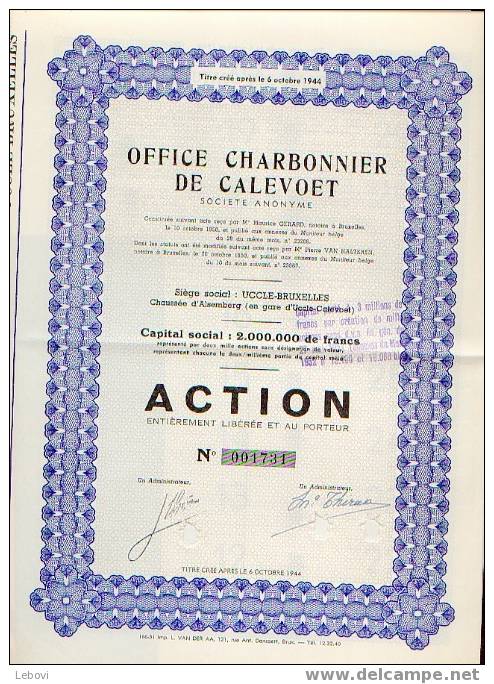 UCCLE "Office Charbonnier De Calevoet SA" - Mines
