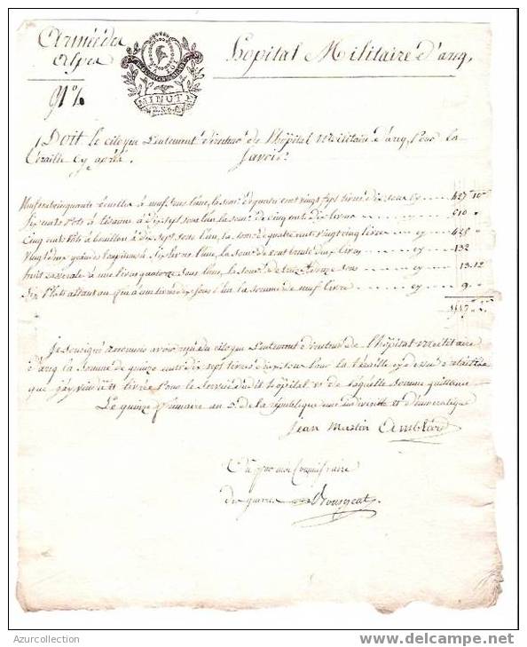 ARMEE DES ALPES FACTURE HOPITAL MILITAIRE D'AREQ. - Documents Historiques