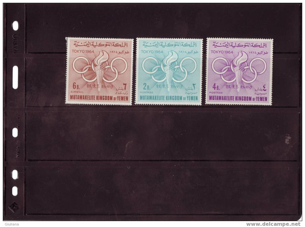 YEMEN REGNO - N. 163/64 + A40 (Yvert) JO Tokio 1964** - Verano 1968: México