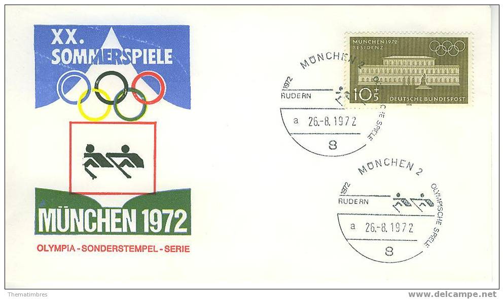 C1732 Aviron Allemagne 1972 Cachet Illustre Jeux Olympiques De Munich - Rowing
