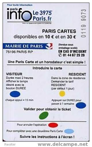 @+ PARIS CARTE - POMPIERS - 10 € - ORGA1 - SERIE 0119. - Cartes De Stationnement, PIAF