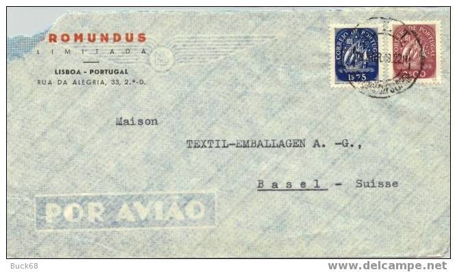 PORTUGAL Lettre Brief Cover 1922 AEROGRAMME Lisbonne > SUISSE Bâle BASEL Tesxtil-Emballages AG - Postal Logo & Postmarks